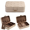 High Quality Pu Leather Jewellery Storage Case Zipper Travel Jewelry Box Luxury Big Embossed Logo Jewelry Box