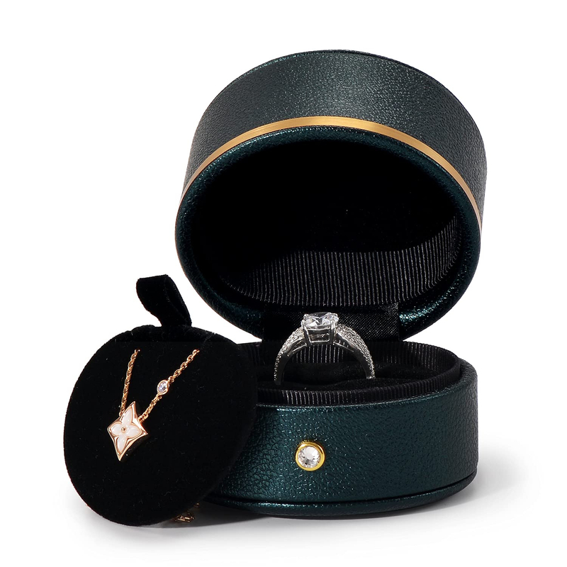 Custom High Quality Leather Ring Box Engagement Proposal Wedding Ring Gift Box Multifunctional Jewelry Box
