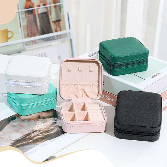 Luxury Portable Jewelry Storage Box Travel Organizer Jewelry Case PU Leather Storage Earrings Necklace Ring Jewelry Display Box 