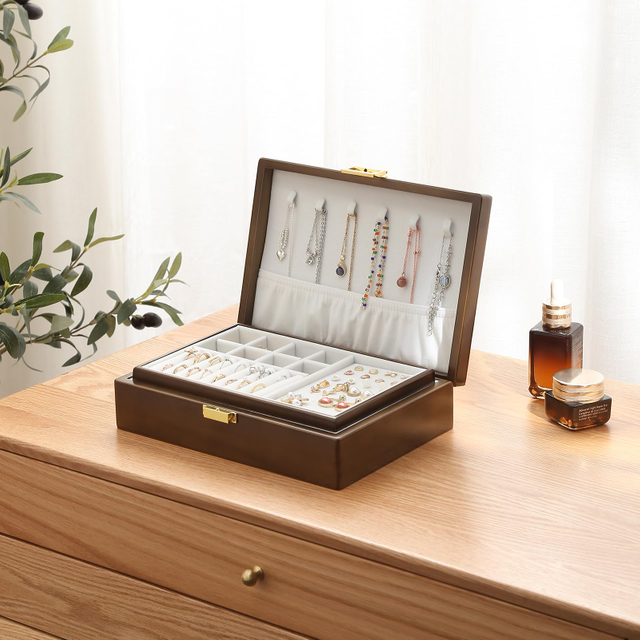 Wholesale Price Luxury Custom Logo Large Fashion Wooden Necklace Jewelry Watch Organizer Display Storage Gift Box