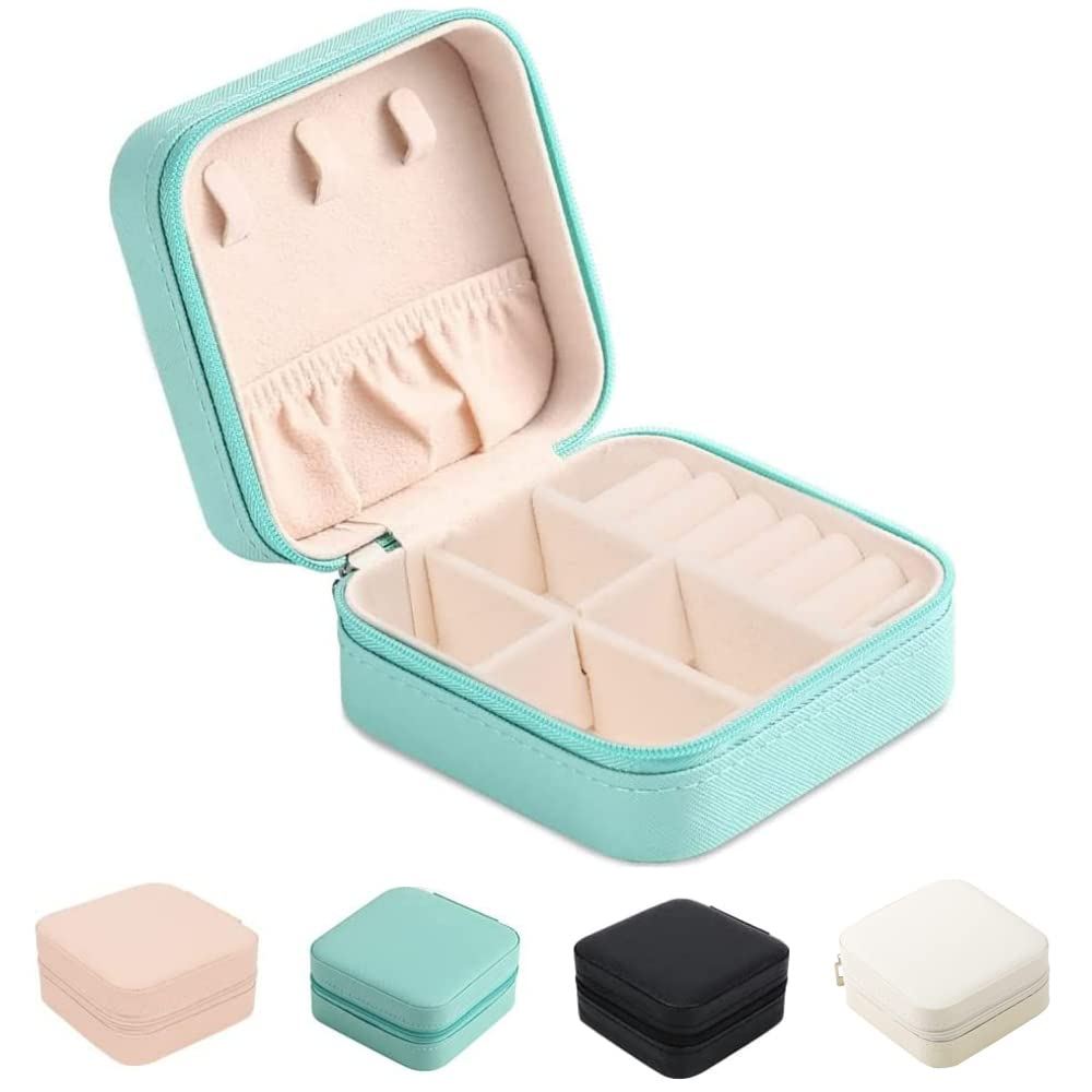 EECA Small Jewelry Box, Portable Jewelry Organizer PU Leather Mini Travel Jewelry Storage Case for Rings Earrings Necklace Bracelets 