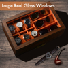Luxury Wood Watch Jewelry Organizer Case with Drawer Glass Top Watch Storage Gift Box for Sunglasses Cufflinks Rings