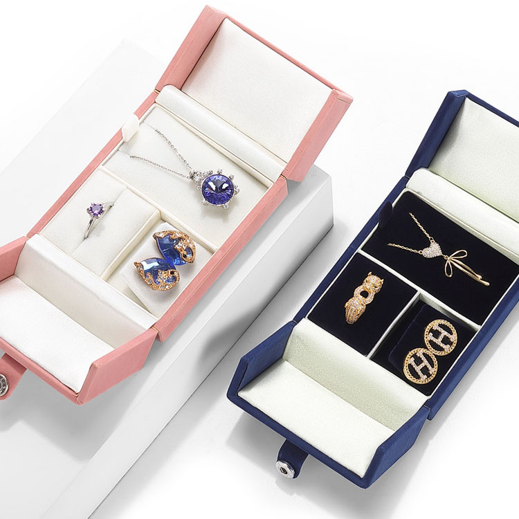 Fashionable Double-open Jewelry Gift Box Ring Earrings Pendant Necklace Portable Travel Jewelry Storage Box