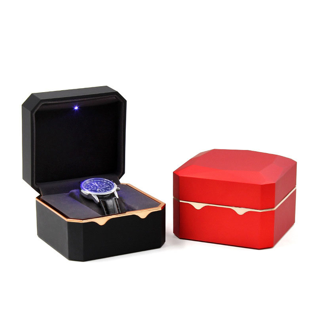Custom Logo Mens Women Luxury Brand Single Watch Gift Display Boxes Cases Packaging With Led Light 