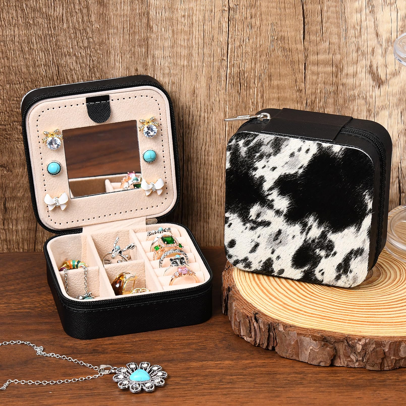 PU Leather Jewelry Storage Box Zipper Travel Jewellery Case Portable Bag Jewellery Storage Box Travel Case Jewelry Organizer