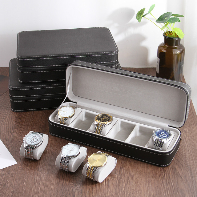 Watch Box 6/10/12 Slot Portable Travel Zipper Bag Collector Storage Watches Jewelry Zipper Black Watch Case 