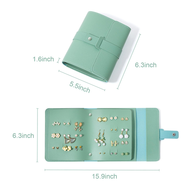 PU Leather Jewelry Organizer Roll Travel Jewelry Bag Case for Multiple Necklaces Rings Bracelets Storage Pouch