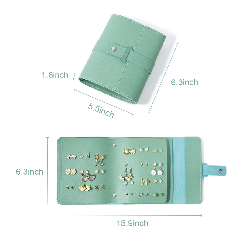 PU Leather Jewelry Organizer Roll Travel Jewelry Bag Case for Multiple Necklaces Rings Bracelets Storage Pouch