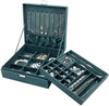Large Leather Jewelry Organizer Storage Case with Two Layers Display for Earrings Bracelets Rings Watches -Black