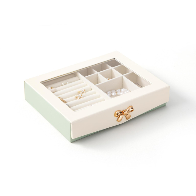 Clear Window Travel Jewelry Organizer Box Portable Accessories Pu Leather Jewelry Storage Display Case