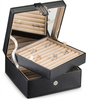 Top Fashion Double Layer Portable Leather Jewelry Organizer Packing Storage Box Jewelry Case Gift Box Packaging With Mirror