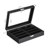 Black PU Leather 8 Piece Sunglasses Display Case Organizer Wooden Eyeglasses Sun Glasses Storage Box