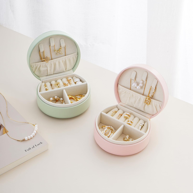 New Arrival Leather Portable Price Jewelry Box Packaging Jewellery Storage Jewelry Travel Box Organizer