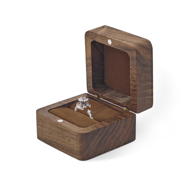 Small Wedding Proposal Ring Box Engagement Ring Holder Gift Handmade Wooden Rustic Lacquered Ring Storage Box For Wedding Day
