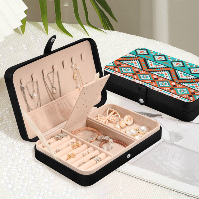 Portable Travel Jewelry Organizer Storage Case Western Desert Cowboy Travel Jewelry Box for Necklace Earrings Rings Bracelet