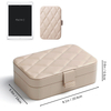 High Quality Pu Leather Jewellery Storage Case Zipper Travel Jewelry Box Luxury Big Embossed Logo Jewelry Box
