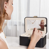 Large Capacity 2 Layers PU Leather Jewelry Organizer Box With Lock And Mirror Removable Dividers Carrying Handle