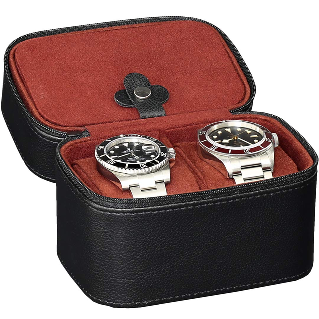 2 Pillows Watch Travel Case Storage Organizer Zipper Portable Storage Case for Portable Protection 2 Watches