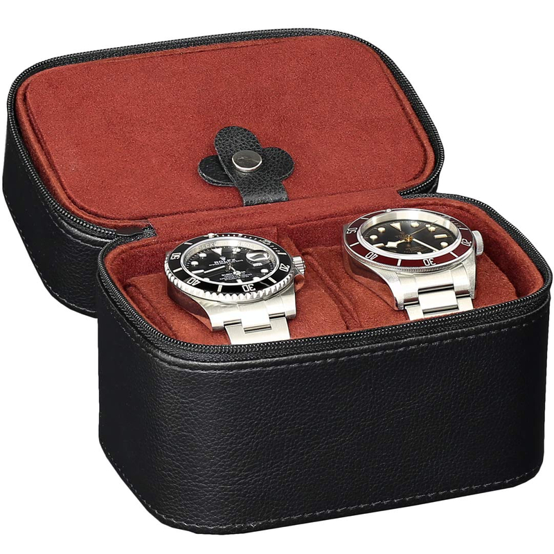2 Pillows Watch Travel Case Storage Organizer Zipper Portable Storage Case for Portable Protection 2 Watches