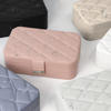 High Quality Pu Leather Jewellery Storage Case Zipper Travel Jewelry Box Luxury Big Embossed Logo Jewelry Box