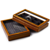 12 Grids Vintage Solid Wood Microfiber Lining Earrings Bracelets Necklace Jewelry Storage Organizer Tray Box with Glass Top Lid