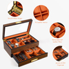 Luxury Wood Watch Jewelry Organizer Case with Drawer Glass Top Watch Storage Gift Box for Sunglasses Cufflinks Rings