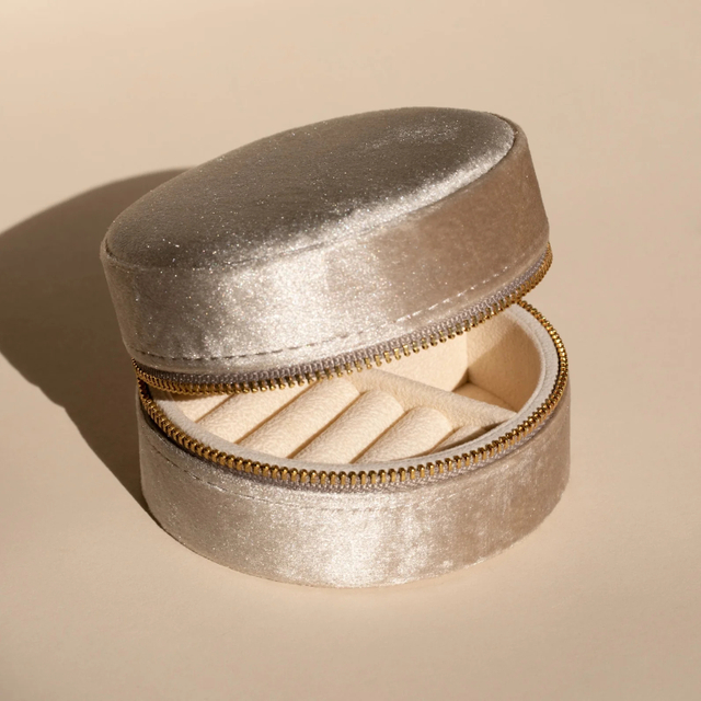 Gold Zipper Ring Box Jewelry Display Case Organizer Logo Custom Jewelry Earring Storage Set Velvet Box for Bracelet Necklace