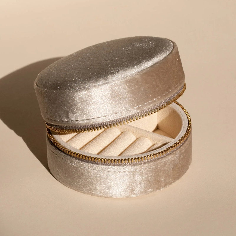 Gold Zipper Ring Box Jewelry Display Case Organizer Logo Custom Jewelry Earring Storage Set Velvet Box for Bracelet Necklace
