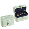 Soft Light Blue Travel Ring Box Mini Portable Jewelry Box Ring Custom Logo Wedding Embroidery Necklace Earrings Boxes with Snap