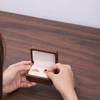 Vintage Wooden Wedding Ring Proposal Diamond Jewelry Gift Packaging Box Double Ring Storage Box