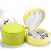 Round Silver Jewelry Packaging Boxes Custom Logo Small Pu Leather Gift Packaging Jewelry Box