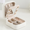 Travel Vintage Leather Necklace Rings Jewelry Storage zipper Box Portable Mini Jewelry Organizer Case With Mirror