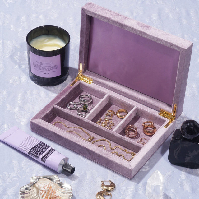 Lavender Jewelry Boxes with Gold Hinges Soft Purple Satin Custom Necklace Box Packaging Jewelry Organizer Earring Ring Gift Box