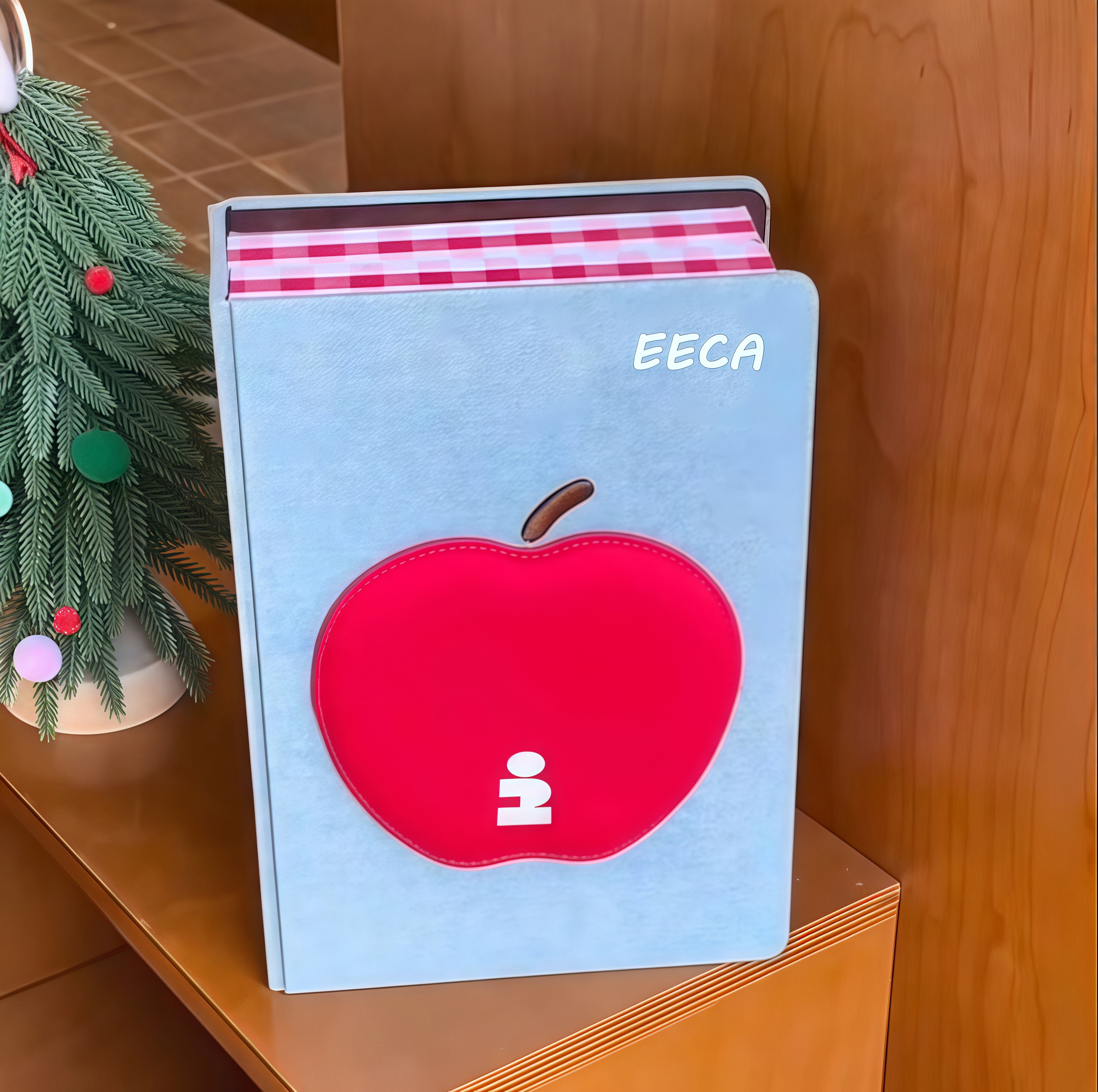Cute Red Apple Leather Pattern Jewelry Package Box with Mirror Jewelry Storage Box with Bag for Necklace Bracelet Earring Ring