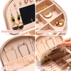 Travel Jewelry Case Small Portable Seashell-shaped Jewelry Box PU Leather Mini Jewelry Organizer with Mirror 