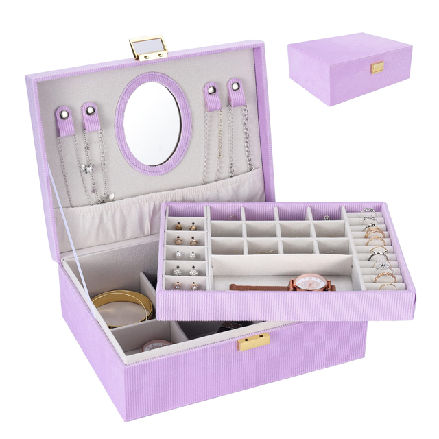 Portable Travel PU Leather Jewelry Boxes for Women Girls Earrings Ring Necklace Jewellery Organizer Storage Case 