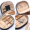 Wholesale Jewelry Case Double-Layer Portable Earrings Lipstick Watch Storage Black Jewelry Box with Mirror 