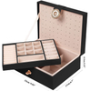 Custom 2 Layers Portable PU Leather Lockable Ring Earings Necklace Jewelry Organizer Storage Box for Travel 