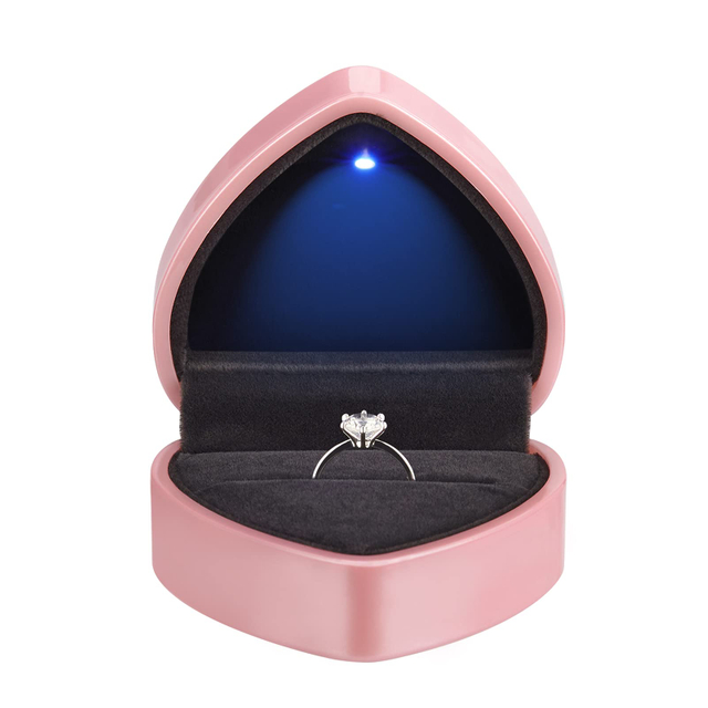 Luxury Heart-shaped Custom Shape Ring Box With LED Light Up Romantic Jewelry Box Fast Shipping Direct Factory Sale 