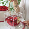 Hot Selling Acrylic Square Wedding Souvenirs Portable Gift Jewelry Packaging Box Transparent Candy Box With Metal Handle