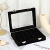 Creative Simple Portable Solid Color Single Layer Velvet Multi Grid Large Capacity Jewelry Ring Earrings Necklace Storage Box with Window