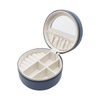 New Style Round Portable Leather Travel Earrings Ring Bracelet Necklace Jewelry Storage Box Wholesale With Mirror