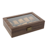 High Grade Black Walnut Wood 10 Slots Watch Display Box Flip Wooden Jewelry Storage Organizer Box with Lock And Glass Window