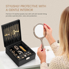Wholesale PU Leather 2 Layers Jewelry Organizer Case Suede Ring Earrings Necklace Jewelry Watch Display Box with Metal Lock 