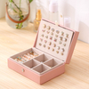 Factory Direct Selling PU Leather Portable Simple Earrings Necklace Ring Jewelry Storage Box with Flannelette Lining