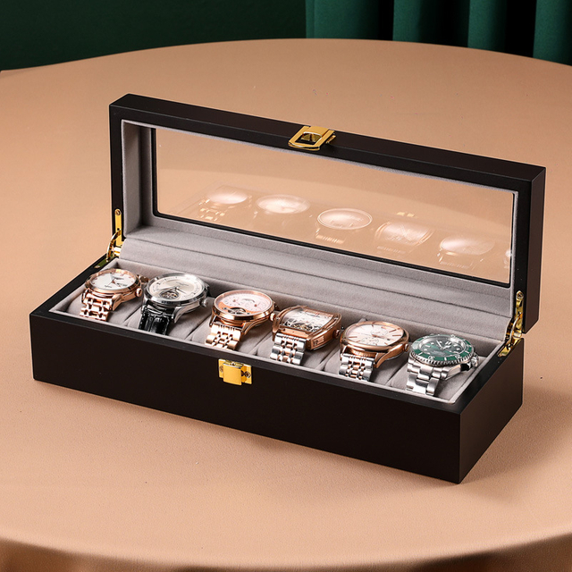 Household Solid Wood Watch Storage Display Box Luxury Watch Jewelry Box With Clear Glass Window