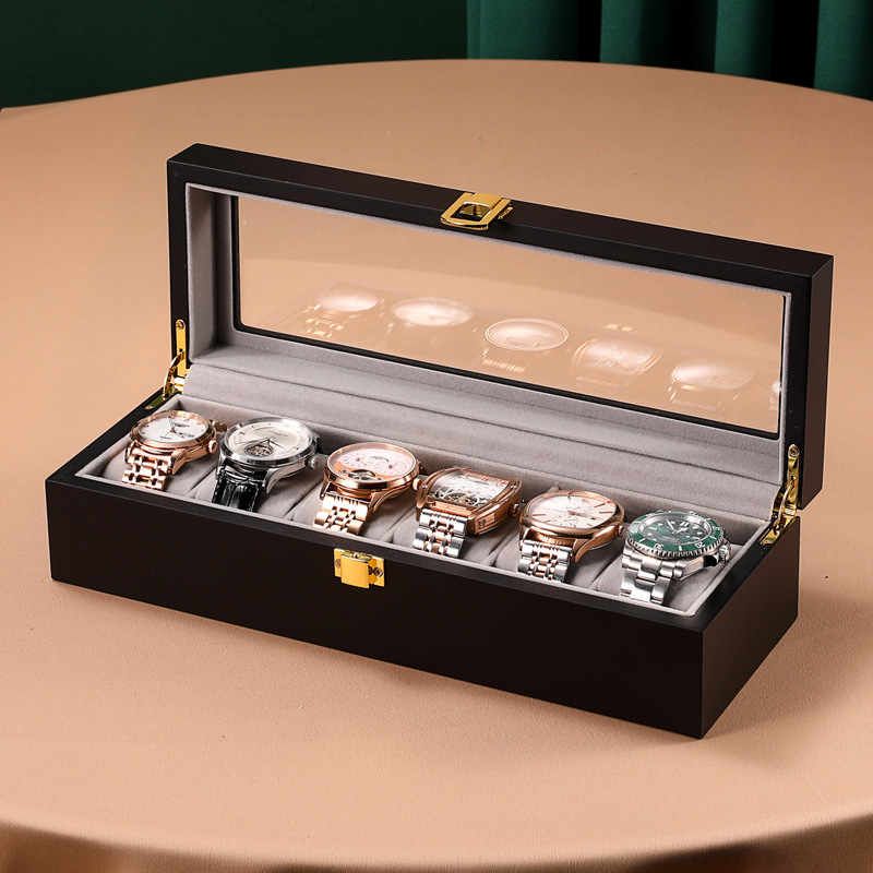 Household Solid Wood Watch Storage Display Box Luxury Watch Jewelry Box With Clear Glass Window