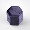 Elegant Luxury Hexagon Violet Purple Velvet Suede Ring Box Jewllery Packaging Wedding Ring Display Package Boxes