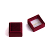 Elegant Red Plum Square Shape Velvet Fabric Ring Boxes Jewelry Wedding Proposal Gift Ring Display Packaging Box
