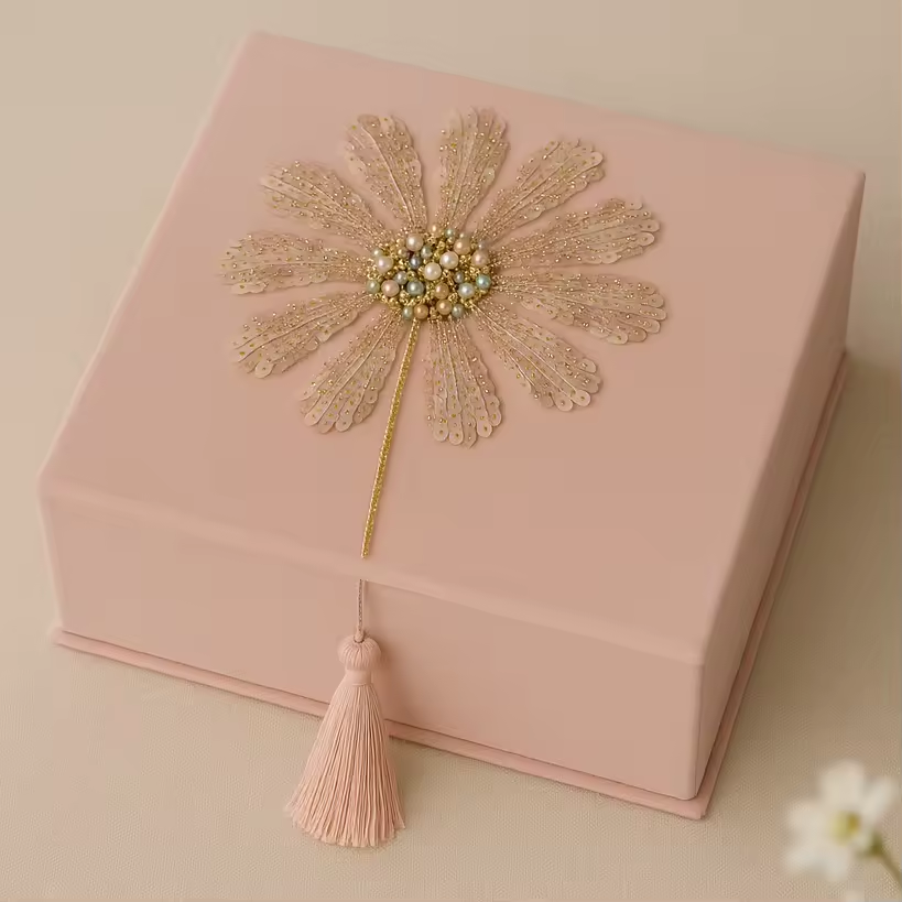 Bead Embroidery Distressed Jewelry Box Organizer Vintage Tassel Hand Flower Sequin Ring Bracelet Necklace Velvet Earring Boxes